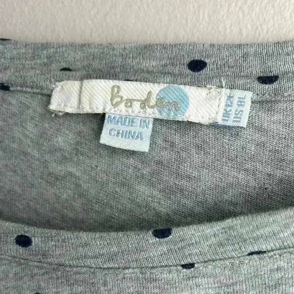 Boden Peggy Polka Dot Dress 8L Tall Jersey Knit Pockets Drawstring 3/4 Sleeves - Picture 2 of 9